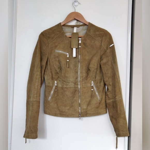 NWT Vintage European  100% Suede Leather Moto Jacket - Picture 6 of 10
